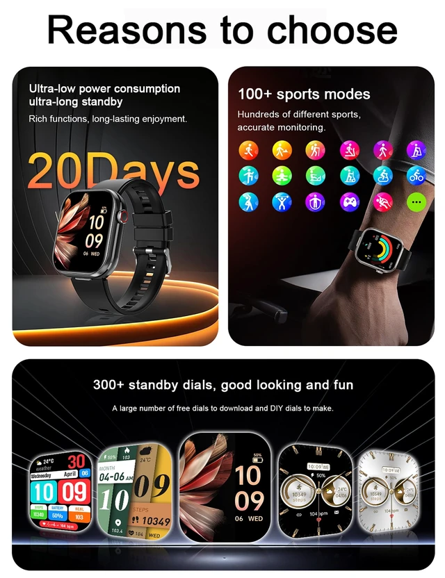 Alt view image 4 of 7 - Smart Watch with Earbuds, 2.02" HD Screen, 2 in 1 Fitness Tracker with Wireless Earphone, Waterproof, Compatible for Android iOS, Comes with 2 Watch Straps, Rose Gold