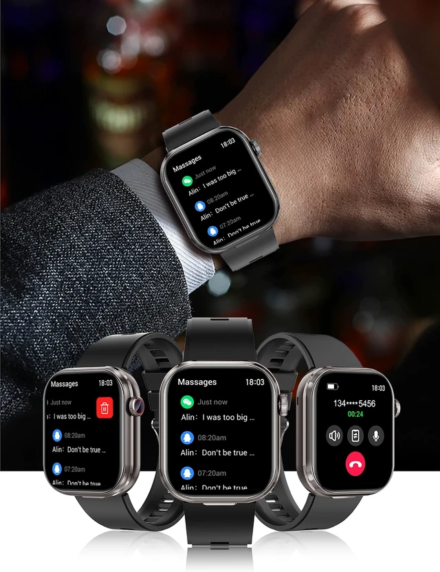 Alt view image 6 of 7 - Smart Watch with Earbuds, 2.02" HD Screen, 2 in 1 Fitness Tracker with Wireless Earphone, Waterproof, Compatible for Android iOS, Comes with 2 Watch Straps, Rose Gold