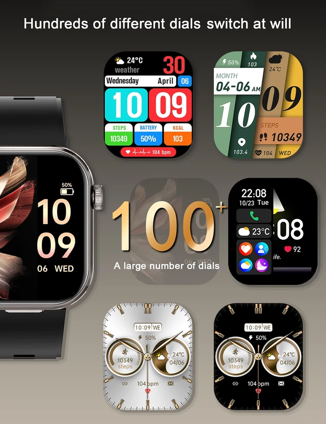 Alt view image 7 of 7 - Smart Watch with Earbuds, 2.02" HD Screen, 2 in 1 Fitness Tracker with Wireless Earphone, Waterproof, Compatible for Android iOS, Comes with 2 Watch Straps, Rose Gold