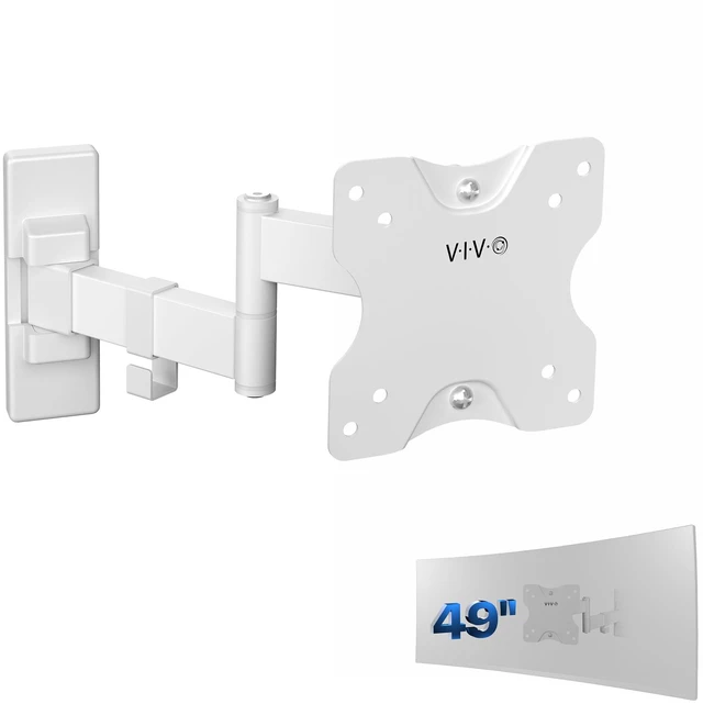 Main image of White Single Ultrawide Wall Mount, Up to 49 in Screens, MOUNT-VW01MW Tilt and Swivel Arm, Low Profile, Monitor Wall Mount with 10.5 in Extension, Max VESA 100x100mm, Holds 44 lbs