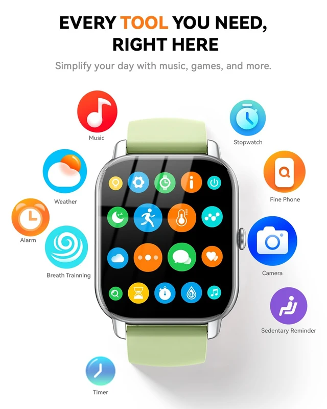 Alt view image 7 of 7 - Smart Watches for Men Women, Fitness Tracker with Activity Counter/Sleep Monitor, IP68 Waterproof Smart Watch for Android iPhone iOS Compatible (Meadow Green, 1.83)