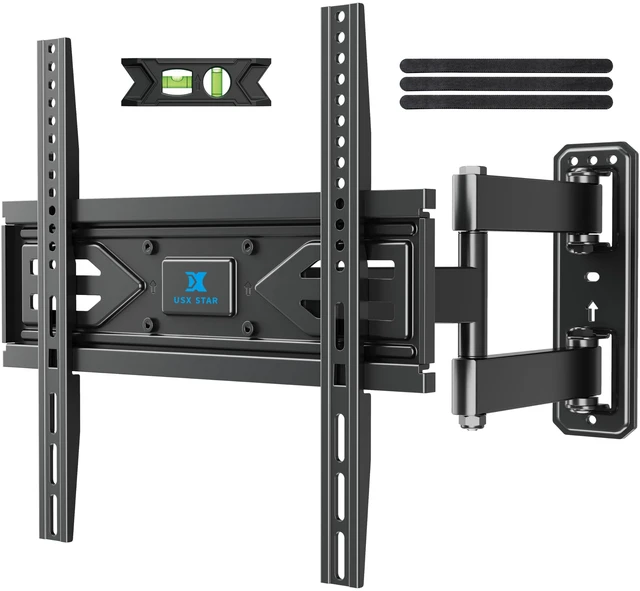 Main image of Corner TV Wall Mount Full Motion for 40 43 50 55 60 65 inch TVs Fit 30-65" Universal TV, Hold 80lbs, Swivel 180°, Tilt +5/-12°, Level +/-3°, VESA 400x400mm, 14" Arm Extension, Single Stud