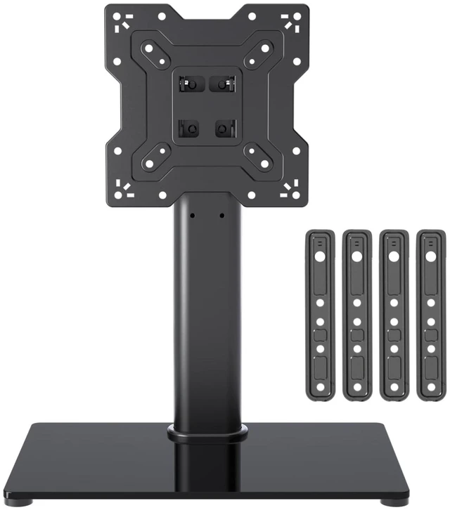 Main image of Universal TV Stand Base, Table Top TV Stand for 17-55 Inch LCD/LED TVs, Height Adjustable Monitor Mount Stand with Tempered Glass Base Holds up to 88lbs VESA 400x400mm, TS102