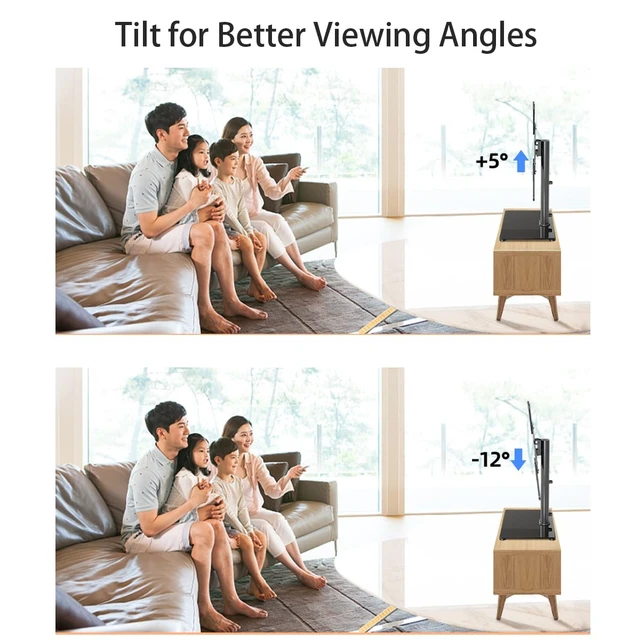Alt view image 3 of 7 - Universal TV Stand Base, Table Top TV Stand for 17-55 Inch LCD/LED TVs, Height Adjustable Monitor Mount Stand with Tempered Glass Base Holds up to 88lbs VESA 400x400mm, TS102