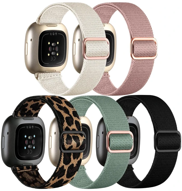 Main image of Stretchy Bands for Fitbit Versa 4/Versa 3/Sense/Sense 2 Bands Women Adjustable Elastic Solo Loop, Hypoallergenic & Breathable, Soft Nylon Sport Strap, Fitbit Smart Watch Accessories for Men