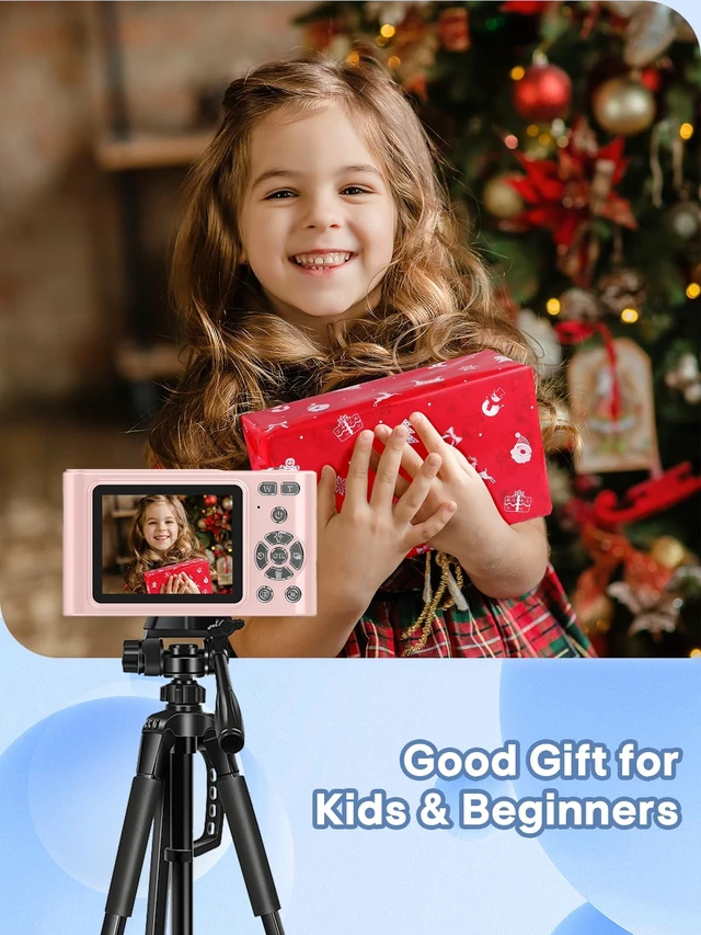 Alt view image 6 of 6 - Digital Camera, 44MP Full HD 1080P Point and Shoot Camera with 64GB Card, Anti Shake 16X Zoom Compact Volg Cameras, Portable Small Digicam Gift for Kids, Ages Teen Girl Boy - Pink
