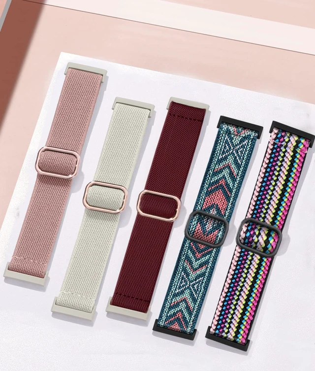 Alt view image 7 of 7 - Stretchy Bands for Fitbit Versa 4/Versa 3/Sense/Sense 2 Bands Women Adjustable Elastic Solo Loop, Hypoallergenic & Breathable, Soft Nylon Sport Strap, Fitbit Smart Watch Accessories for Men