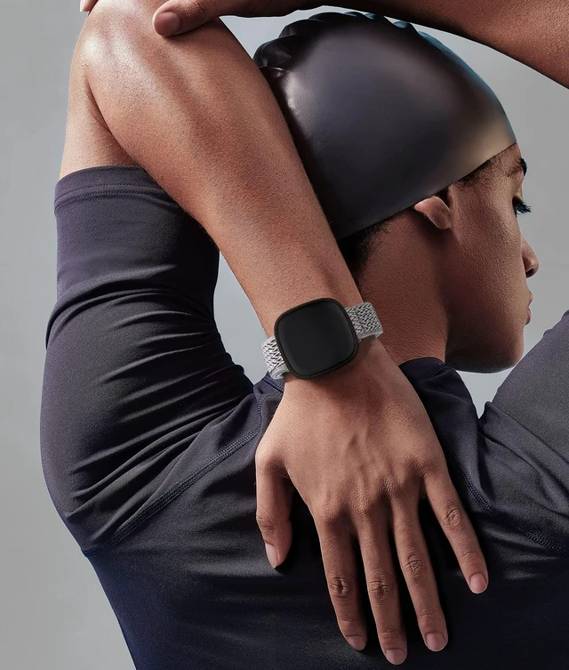 Alt view image 7 of 7 - Stretchy Bands for Fitbit Versa 4/Versa 3/Sense/Sense 2 Bands Women Adjustable Elastic Solo Loop, Hypoallergenic & Breathable, Soft Nylon Sport Strap, Fitbit Smart Watch Accessories for Men