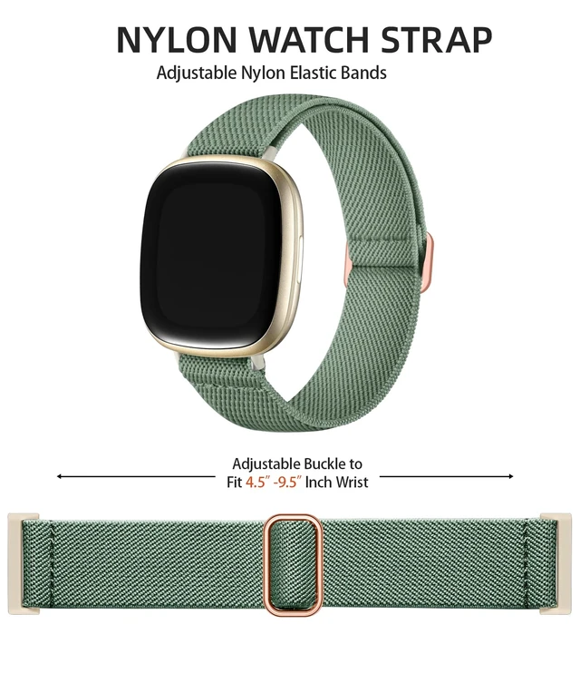 Alt view image 2 of 7 - Stretchy Bands for Fitbit Versa 4/Versa 3/Sense/Sense 2 Bands Women Adjustable Elastic Solo Loop, Hypoallergenic & Breathable, Soft Nylon Sport Strap, Fitbit Smart Watch Accessories for Men