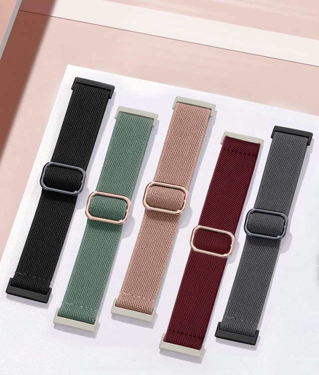 Alt view image 6 of 7 - Stretchy Bands for Fitbit Versa 4/Versa 3/Sense/Sense 2 Bands Women Adjustable Elastic Solo Loop, Hypoallergenic & Breathable, Soft Nylon Sport Strap, Fitbit Smart Watch Accessories for Men