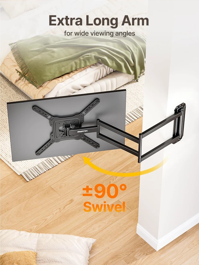 Alt view image 4 of 7 - 37 Inch Long Arm TV Wall Mount for 23-65 Inch TVs Long Extension TV Mount, Swivel&Tilt&Leveling, Full Motion Wall Mount TV Bracket, Max VESA 400 x 400mm, Up to 77 lbs