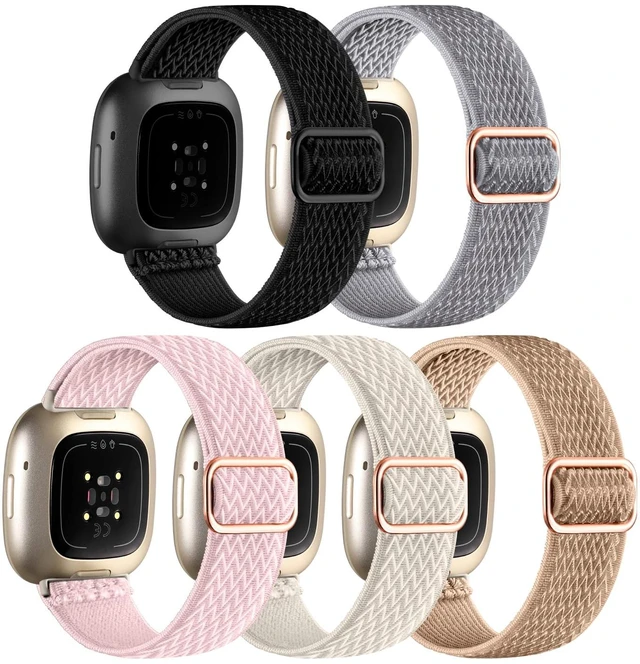 Main image of Stretchy Bands for Fitbit Versa 4/Versa 3/Sense/Sense 2 Bands Women Adjustable Elastic Solo Loop, Hypoallergenic & Breathable, Soft Nylon Sport Strap, Fitbit Smart Watch Accessories for Men
