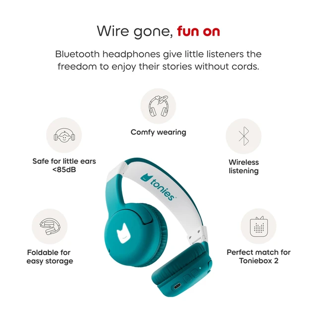 Alt view image 4 of 7 - Bluetooth Headphones for Toniebox 2 - Tropical Teal