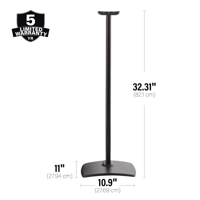 Alt view image 7 of 7 - Speaker Stand for Sonos Era 300 - Fixed Sonos Speaker Stand w/Easy 3 Step Assembly - Includes All Hardware, Carpet Spikes & Rubber Feet - Black Single Stand