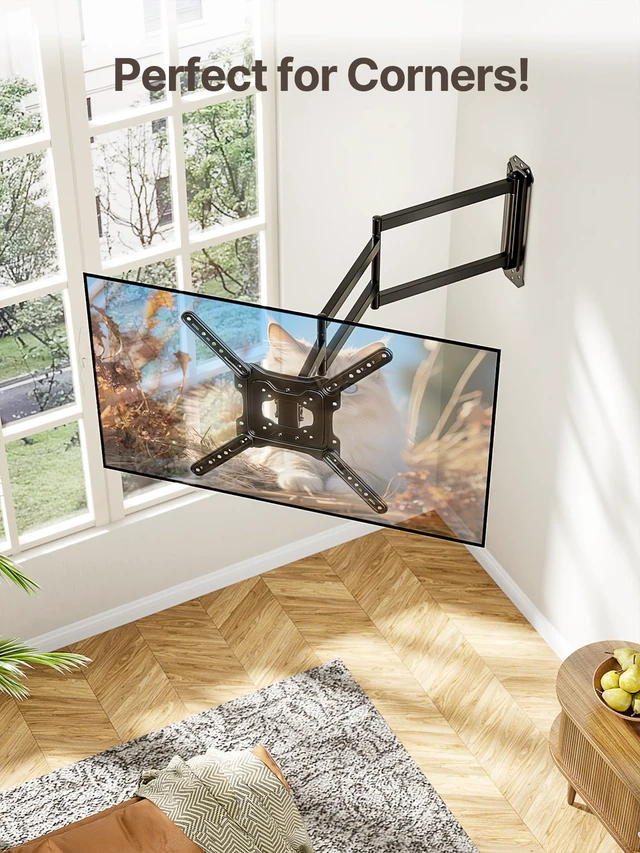 Alt view image 6 of 7 - 37 Inch Long Arm TV Wall Mount for 23-65 Inch TVs Long Extension TV Mount, Swivel&Tilt&Leveling, Full Motion Wall Mount TV Bracket, Max VESA 400 x 400mm, Up to 77 lbs