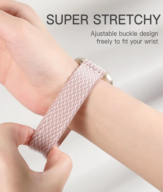 Alt view image 4 of 7 - Stretchy Bands for Fitbit Versa 4/Versa 3/Sense/Sense 2 Bands Women Adjustable Elastic Solo Loop, Hypoallergenic & Breathable, Soft Nylon Sport Strap, Fitbit Smart Watch Accessories for Men