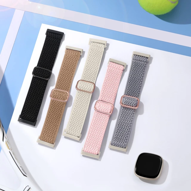 Alt view image 7 of 7 - Stretchy Bands for Fitbit Versa 4/Versa 3/Sense/Sense 2 Bands Women Adjustable Elastic Solo Loop, Hypoallergenic & Breathable, Soft Nylon Sport Strap, Fitbit Smart Watch Accessories for Men