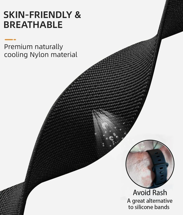 Alt view image 3 of 7 - Stretchy Bands for Fitbit Versa 4/Versa 3/Sense/Sense 2 Bands Women Adjustable Elastic Solo Loop, Hypoallergenic & Breathable, Soft Nylon Sport Strap, Fitbit Smart Watch Accessories for Men