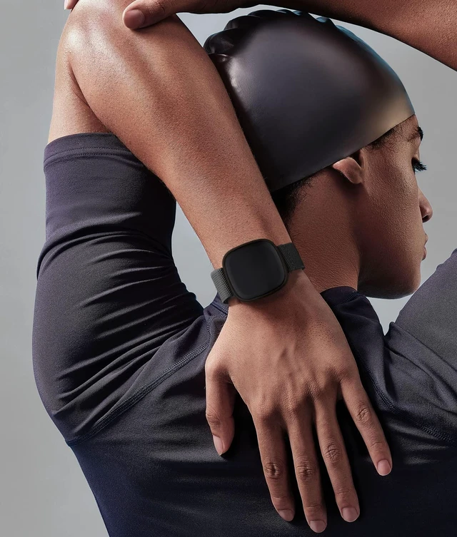 Alt view image 5 of 7 - Stretchy Bands for Fitbit Versa 4/Versa 3/Sense/Sense 2 Bands Women Adjustable Elastic Solo Loop, Hypoallergenic & Breathable, Soft Nylon Sport Strap, Fitbit Smart Watch Accessories for Men