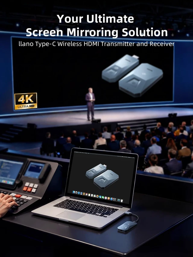 Alt view image 2 of 7 - T5 Ultra 4K Type-C Wireless HDMI Transmitter and Receiver 4K@30Hz Output, 50M, 5G Ultra-Low Latency Plug&Play 2.4G+5.8G and Audio for Phone/Tablet/Laptop/PC to Monitor/Projector/TV