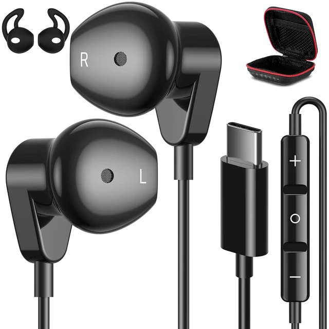 Main image of USB C Headphones for iPhone 18 Pro Max 17 16 15/iPad Air Earbuds HiFi Stereo USB-C Wired Earbuds, Microphone Volume Control, Type C Earphone for Samsung S26 S25 S24 S23 Ultra Pixel 11 10 9 8