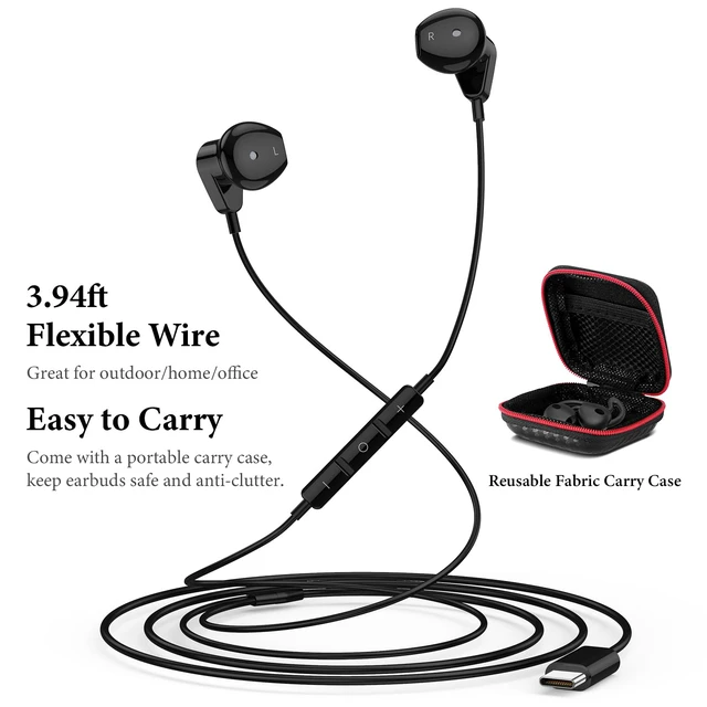 Alt view image 6 of 7 - USB C Headphones for iPhone 18 Pro Max 17 16 15/iPad Air Earbuds HiFi Stereo USB-C Wired Earbuds, Microphone Volume Control, Type C Earphone for Samsung S26 S25 S24 S23 Ultra Pixel 11 10 9 8