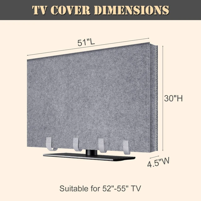 Alt view image 2 of 7 - TV Moving Dust Cover 55 Inch, Anti-Scratch Felt for 52"-55" Flat Screen TV 51"L × 30"H Television Protection, Bottom Strap Fastening, Dustproof, for Home Renovation, Pet Scratch Or Other Furniture