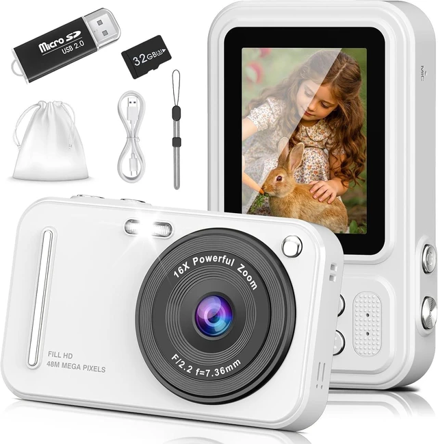 Main image of Digital Camera for Kids, 48MP FHD 1080P Point and Shoot Digital Cameras with 16X Zoom Anti-Shake, Compact Portable Cameras for Photography, for Boys Girls Teens Beginners