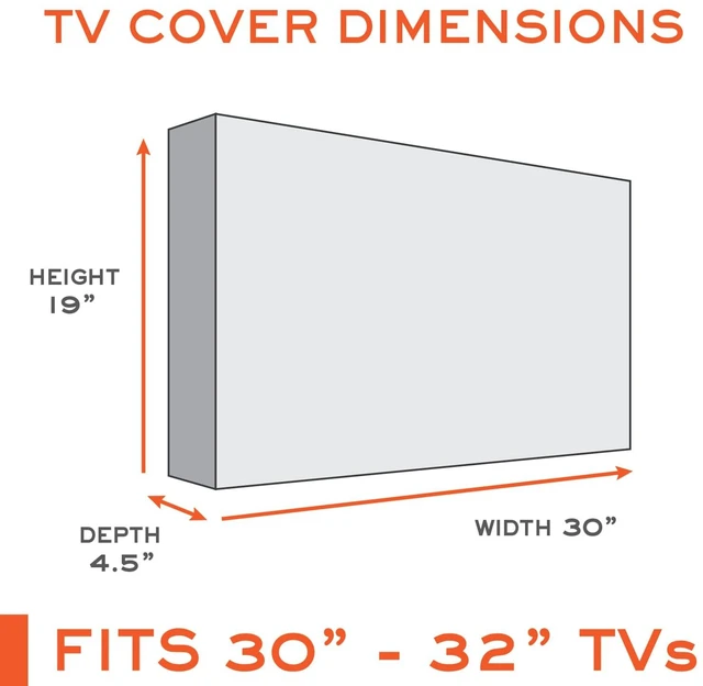 Alt view image 2 of 7 - Outdoor TV Cover 30-32 inch - WITH FRONT FLAP - Weatherproof, Waterproof protection, Soft Interior, With Bottom cover - Black