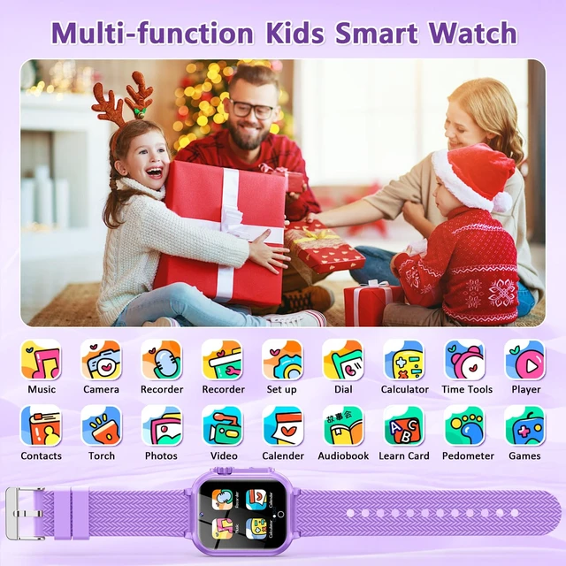 Alt view image 3 of 7 - Toys for Girls Age 5-12,Kids Smart Watch 39 Games HD Touch Screen Watches with Video Camera Music Player Pedometer Flashlight 12/24 hr Educational Toys Birthday Gift for Girls