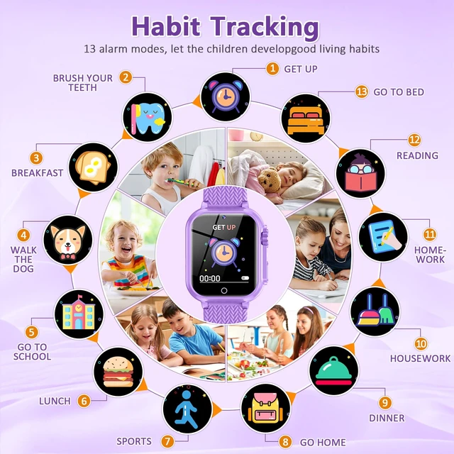 Alt view image 4 of 7 - Toys for Girls Age 5-12,Kids Smart Watch 39 Games HD Touch Screen Watches with Video Camera Music Player Pedometer Flashlight 12/24 hr Educational Toys Birthday Gift for Girls