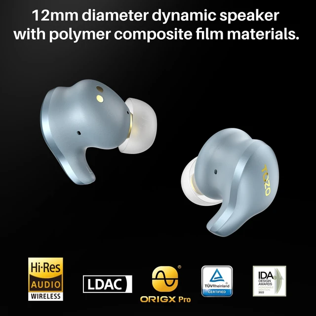 Alt view image 2 of 7 - Golden X1 Wireless Earbuds Balanced Armature and Hybrid Dynamic Driver Bluetooth Headphones OrigX Pro, LDAC & Hi-Res Audio Wireless, Environment & Active Noise Cancellation Headset, Blue