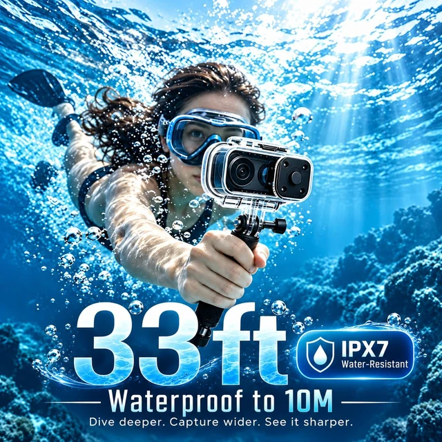 Alt view image 7 of 7 - 4K Body Camera Mini - 64GB Magnetic Thumb Action Cam, 6-Axis Stabilization - POV Portable Wearable Video Recorder with IPX7 Underwater Camcorder, Helmet Mount, Magnetic Sports DV for Cycling Vlog