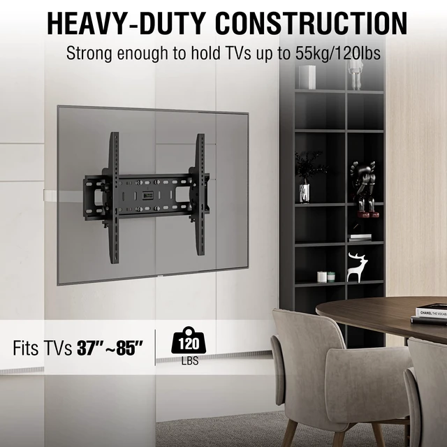 Alt view image 4 of 7 - 37"85" TVs Indoor Tilt TV Mount Fits Large Pillars & Poles 8" & Up, Heavy Duty No Drill Gazebo & Pergola TV Mount, VESA 600x400, Holds 120 lbs