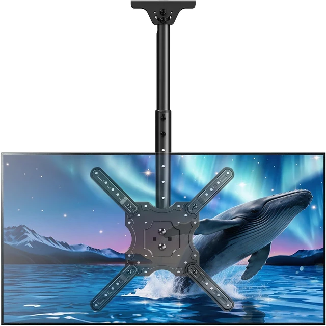 Main image of Ceiling TV Mount for Most 24''- 65'' TVs, Hanging TV Ceiling Mount for 32 42 43 50 55 60 65 inch Screen, Full Motion Height Adjustable Bracket, Holes up to 99lbs, Max VESA 400x400mm, MU0039