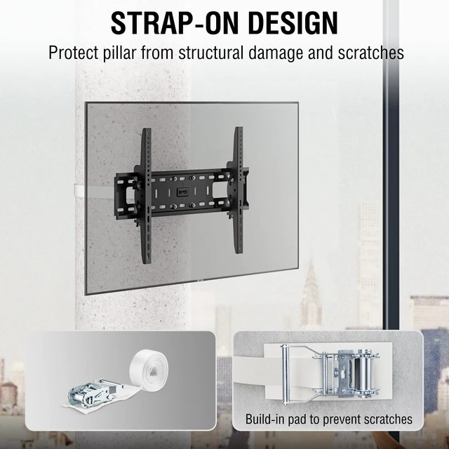 Alt view image 5 of 7 - 37"85" TVs Indoor Tilt TV Mount Fits Large Pillars & Poles 8" & Up, Heavy Duty No Drill Gazebo & Pergola TV Mount, VESA 600x400, Holds 120 lbs