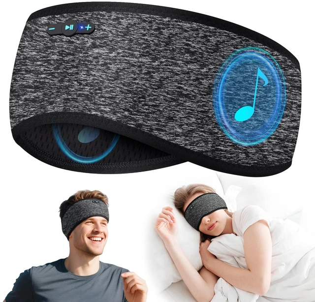 Main image of Sleep Headphones Bluetooth 6.0 Headband for Side Sleepers, Black Bluetooth 6.0, 200mAh cell for 20hr playback, built-in speakers & mic, removable & washable,2-in-1 sports- & sleep headband
