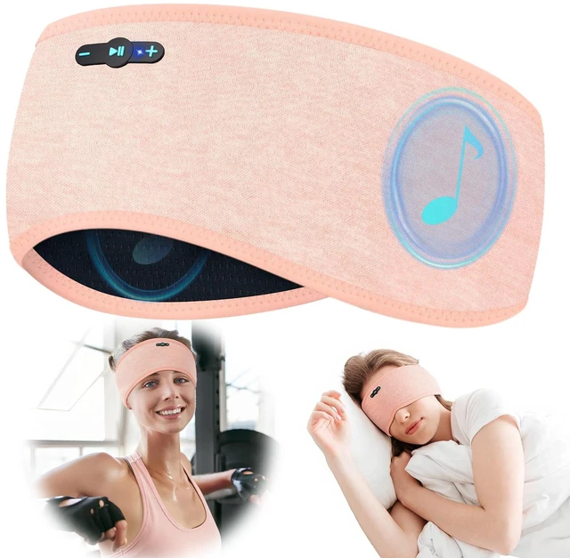 Main image of Sleep Headphones Bluetooth 6.0 Headband for Side Sleepers (Light Pink) 200mah cell for 20hr playback, 3mm ultra-thin speaker & mic, HD stereo, removable and washable, 2-in-1 sport & sleep headband
