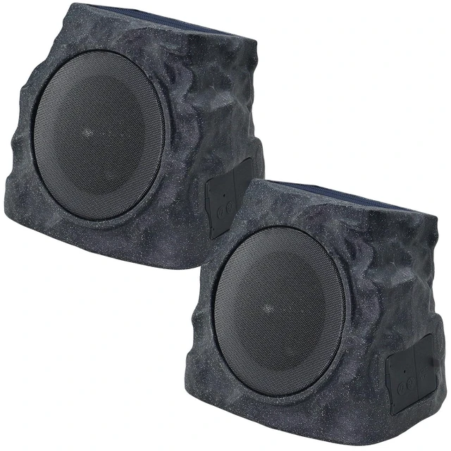 Main image of 2-Pack Solar Rock Speakers Outdoor Water-Resistant with RGB Lights Pairing System Solar-Powered USB Rechargeable IP44 for Patio Pool Party Yard Garden Outside