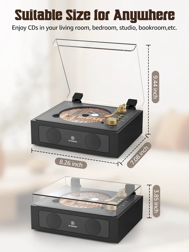 Alt view image 5 of 6 - CD Player Portable with Built-in Stereo Speakers Support Bluetooth Nostalgic Music CD Players for Home AUX in/Headphone Jack