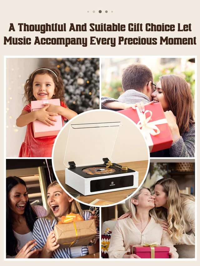 Alt view image 5 of 6 - CD Player with Built-in Speakers Bluetooth Retro Portable CD Players for Home Music Player with Remote Control Headphone Jack (White)