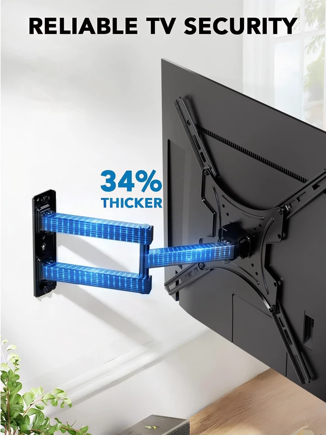 Alt view image 6 of 7 - Full Motion TV Mount for 2660 inch TVs up to 77 lbs Extension, Swivel, Tilt, Level, Single-Stud Centered Design, TV Mount Wall Bracket Perfect for Corners, Max VESA 400x400mm