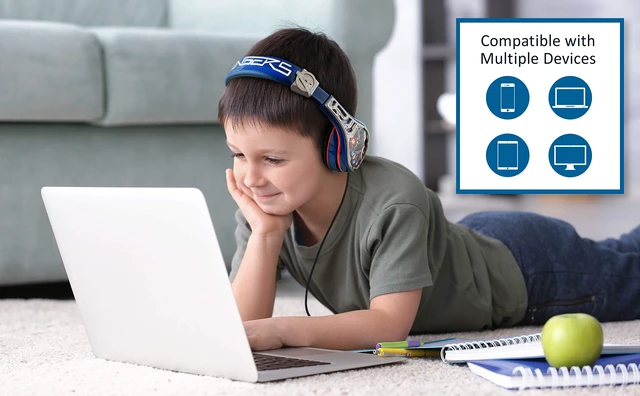 Alt view image 2 of 6 - Avengers Headphones for Kids, Wired Headphones for School, Home or Travel, Tangle Free Stereo Earphones with Volume Control, 3.5mm Jack, For Fans of Avengers Merchandise