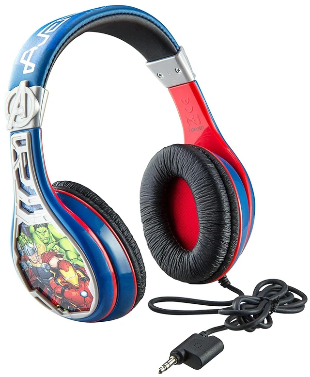 Main image of Avengers Headphones for Kids, Wired Headphones for School, Home or Travel, Tangle Free Stereo Earphones with Volume Control, 3.5mm Jack, For Fans of Avengers Merchandise