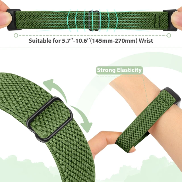 Alt view image 3 of 7 - 5 Pack Elastic Nylon Watch Bands Compatible for Fitbit Charge 6/Fitbit Charge 5, Adjustable Breathable Replacement Stretchy Nylon Loop Wristband Sport Strap for Women Men