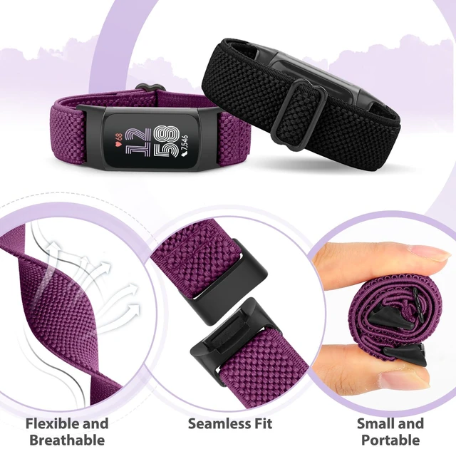 Alt view image 5 of 7 - 5 Pack Elastic Nylon Watch Bands Compatible for Fitbit Charge 6/Fitbit Charge 5, Adjustable Breathable Replacement Stretchy Nylon Loop Wristband Sport Strap for Women Men