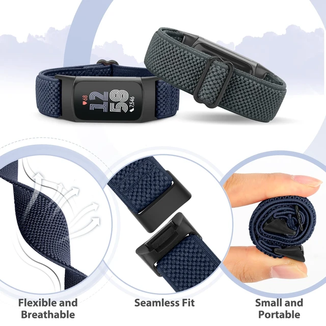 Alt view image 5 of 7 - 5 Pack Elastic Nylon Watch Bands Compatible for Fitbit Charge 6/Fitbit Charge 5, Adjustable Breathable Replacement Stretchy Nylon Loop Wristband Sport Strap for Women Men