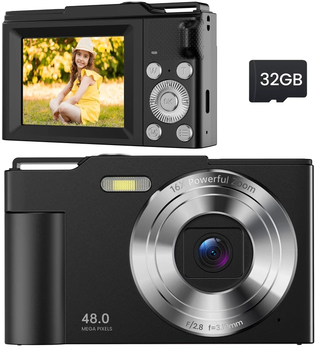 Main image of Digital Camera for Kids: Black Camera for Teens - Christmas Birthday Gifts for Boys Girls 8-10 - Toys for Girls 8-13 - Compact Camera for 6 7 8 9 10 Years Old- Toys for Kid Children Toddler