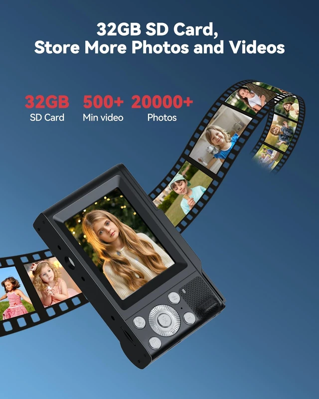 Alt view image 6 of 7 - Digital Camera for Kids: Black Camera for Teens - Christmas Birthday Gifts for Boys Girls 8-10 - Toys for Girls 8-13 - Compact Camera for 6 7 8 9 10 Years Old- Toys for Kid Children Toddler