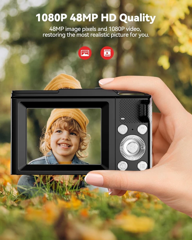 Alt view image 2 of 7 - Digital Camera for Kids: Black Camera for Teens - Christmas Birthday Gifts for Boys Girls 8-10 - Toys for Girls 8-13 - Compact Camera for 6 7 8 9 10 Years Old- Toys for Kid Children Toddler